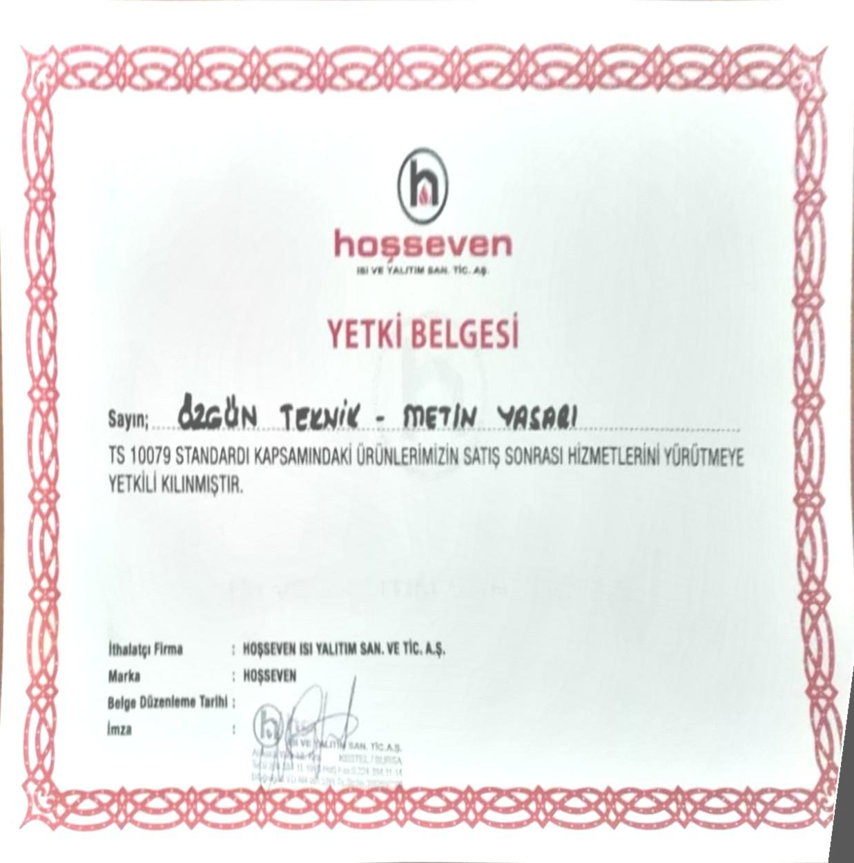 Hoşseven Yetki Belgesi