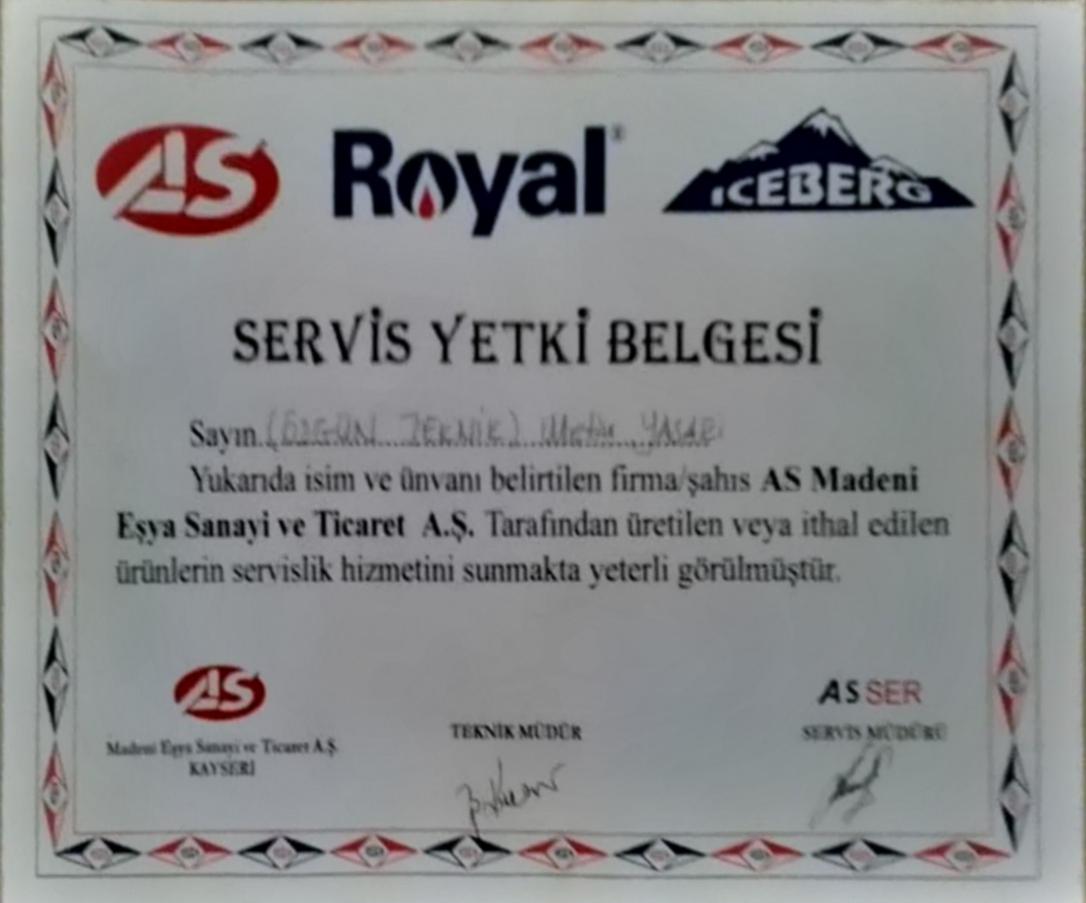 Royal Yetkili Servis Belgesi
