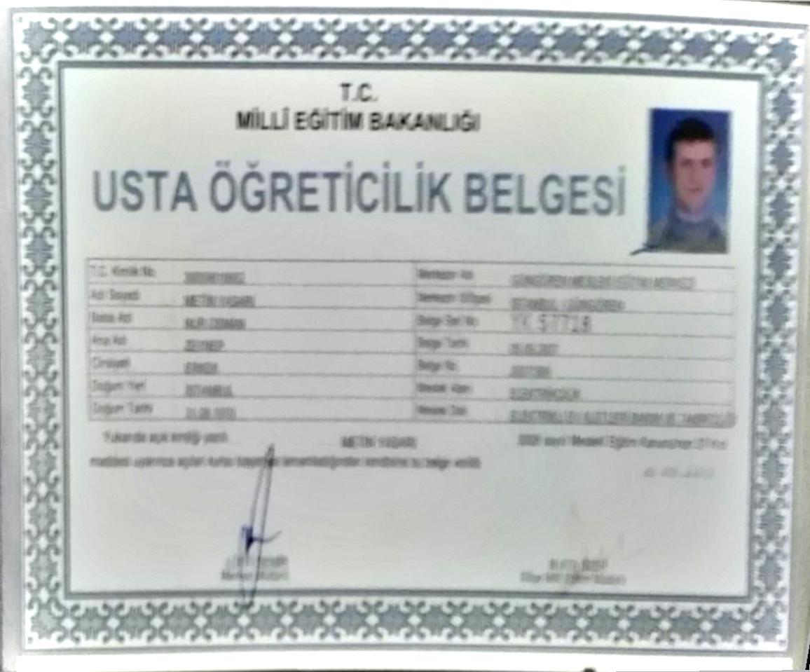 MEB Ustaöğretici Belgesi