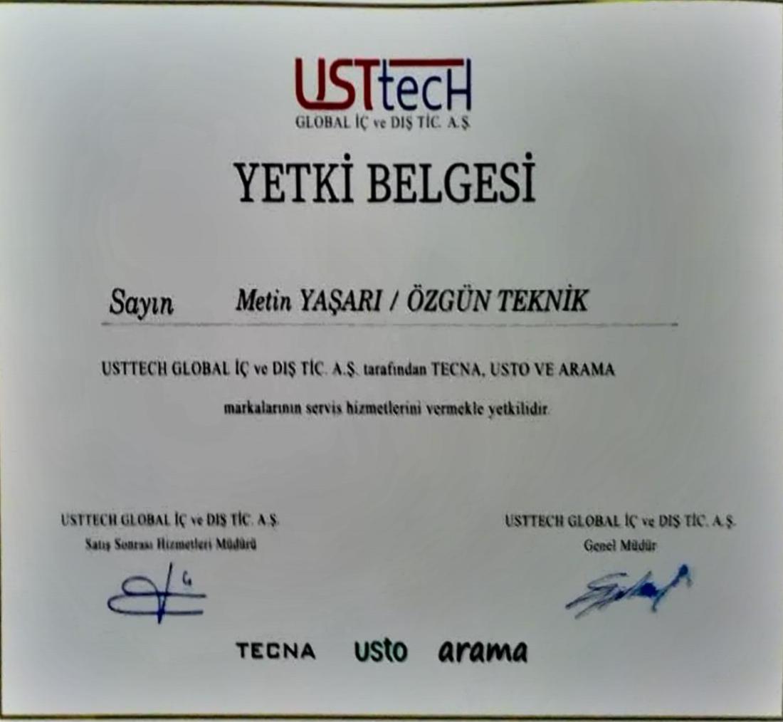 USTtech Yetki Belgesi